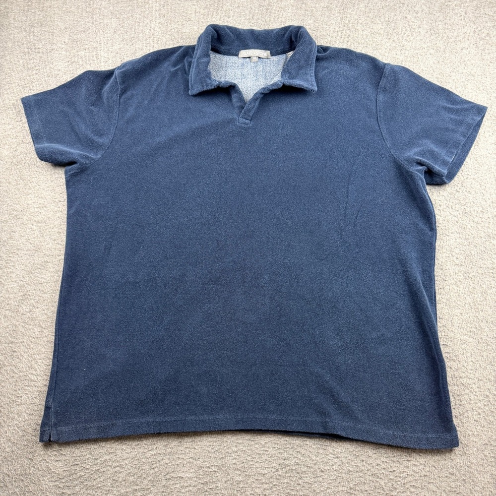 Slate & Stone Women's XXL Navy Blue Terry Cloth Polo Shirt Short Sleeve RN163148